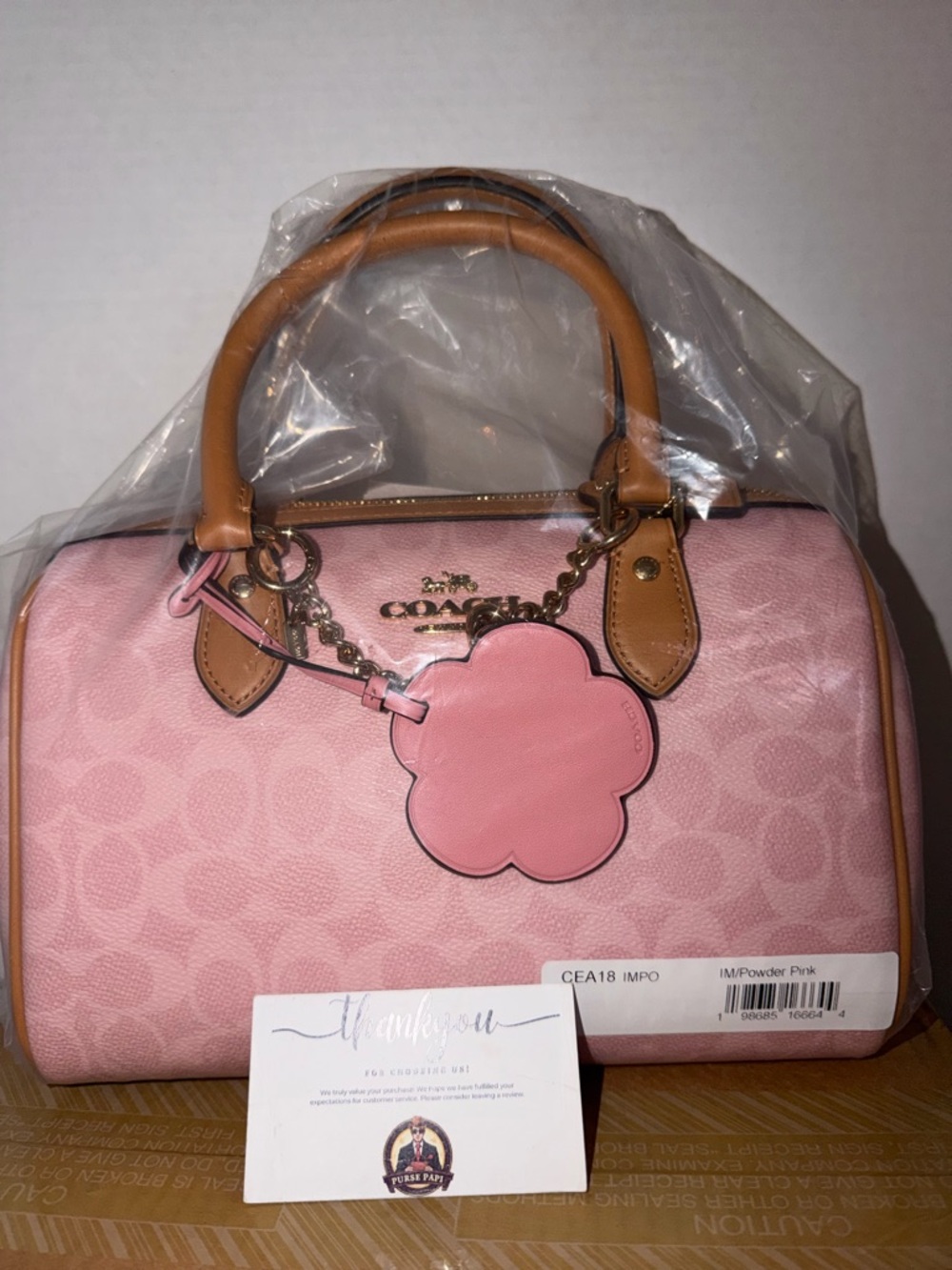 New 2026 Coach Powder Pink Medium/Regular Rowan Bag w/Charms CEA18